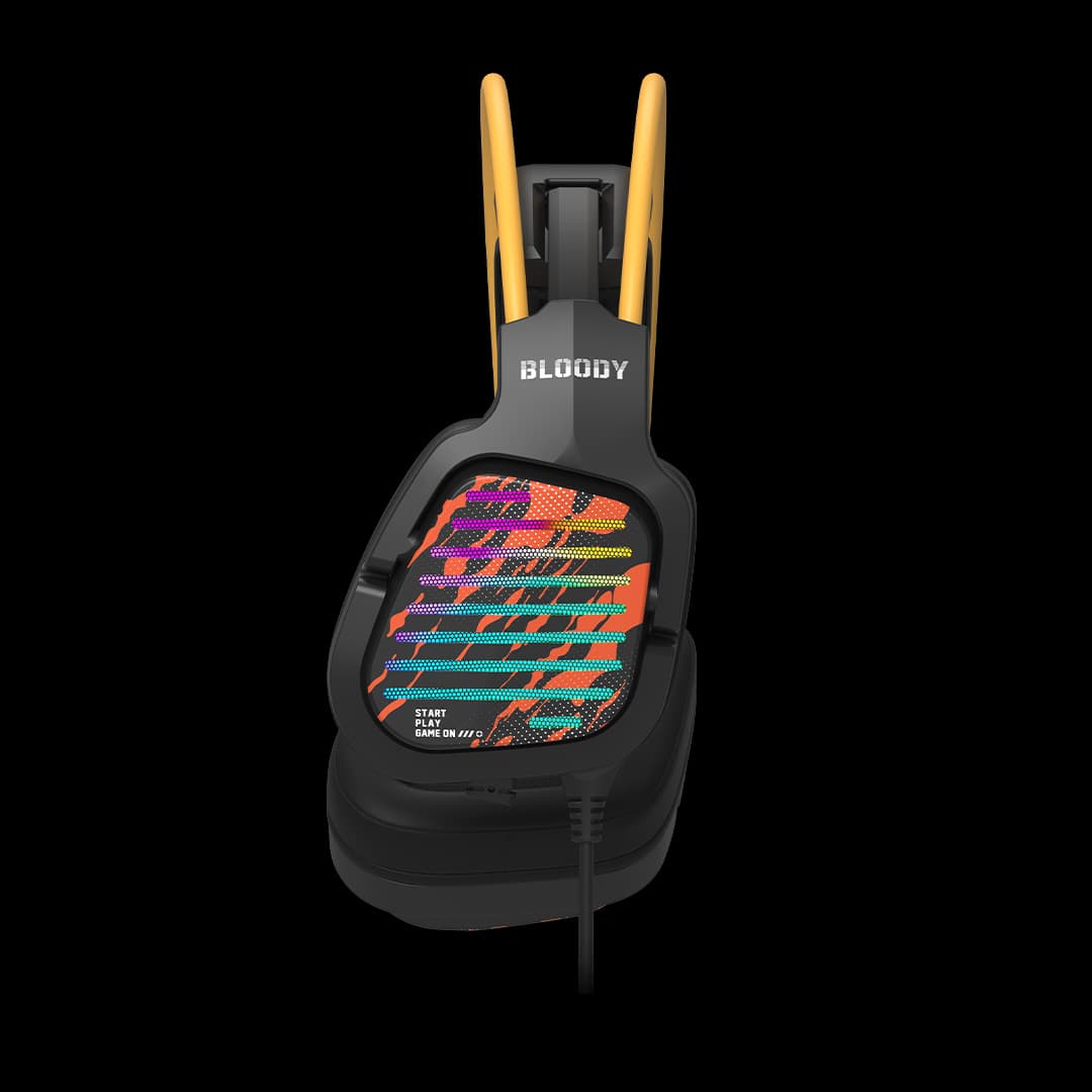 Casti A4Tech - gaming "Bloody", Over-Ear, utilizare multimedia, cu fir 2m, USB, 7.1 Virtual USB, difuzor 50mm, microfon pe fir, iluminare RGB, negru, "G565" — miniatură