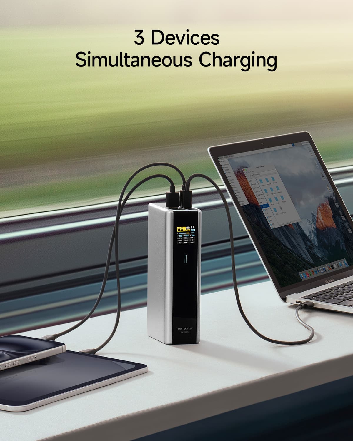 POWER BANK Cuktech P+ Series 2C1A, 20000mAh, PD 3.1, 210W, 1 x USB; 2 x USB Type-C, digital display pt. status baterie, gri "CKPB200UGLGR" — miniatură