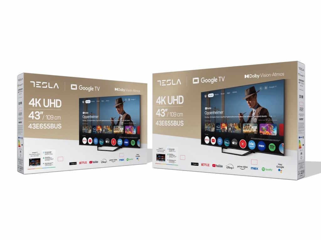 Tesla Google TV DLED 43E655BUS, 109 cm, UHD, negruDVB-T/T2/C/S/S2, 270cd/m2, VESA 200x200mm "43E655BUS" — miniatură