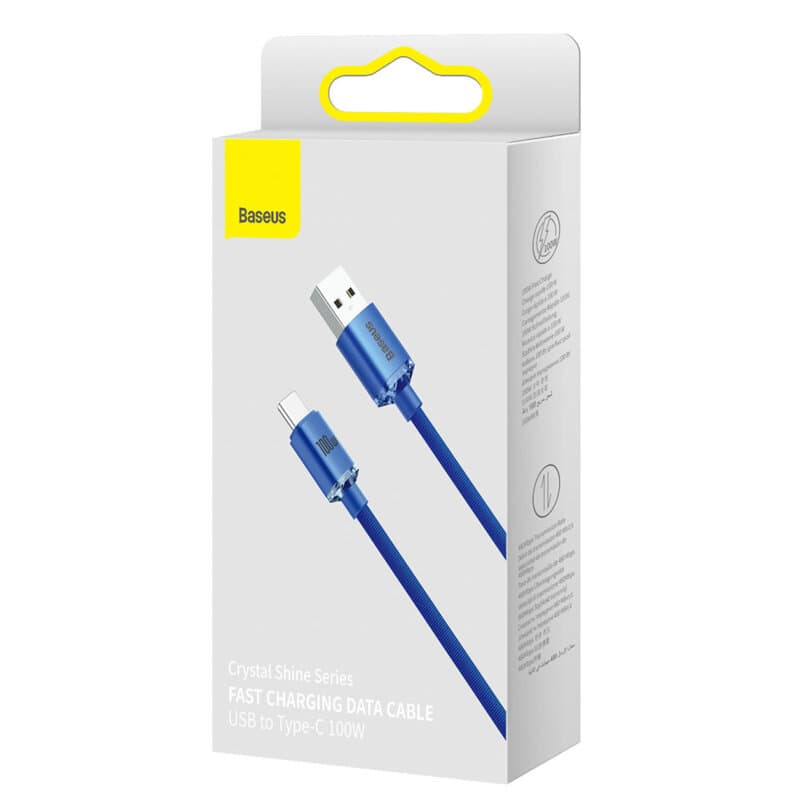 CABLU alimentare si date Baseus Crystal Shine, Fast Charging Data Cable pt. smartphone, USB la USB Type-C 100W, 2m, braided, albastru "CAJY000503" - 6932172602840 — miniatură