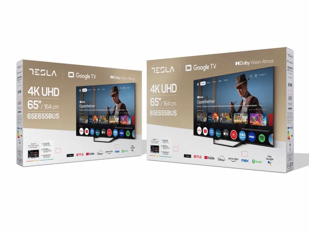 Tesla Google TV DLED 65E655BUS, 165 cm, UHD, blackDVB-T/T2/C/S/S2, 250cd/m2, VESA 200x499 mm "65E655BUS" — miniatură
