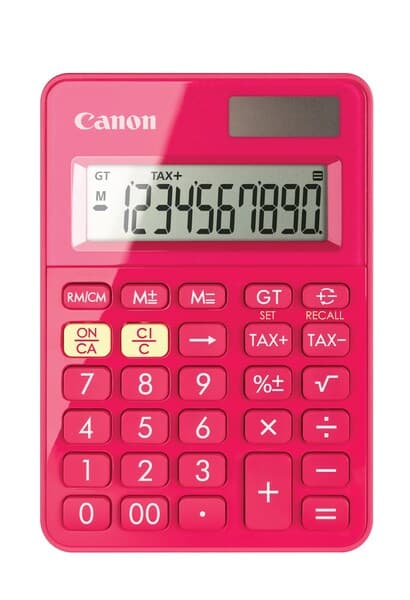 Calculator de birou Canon, LS-100KB PK, Pink, LCD 10-digit, dim. car. 12 mm, Dual-Power (solara si baterie LR44), dim. 118.5x83x22mm, 90g, (incl.TV 0.80lei),"6992C002AA"