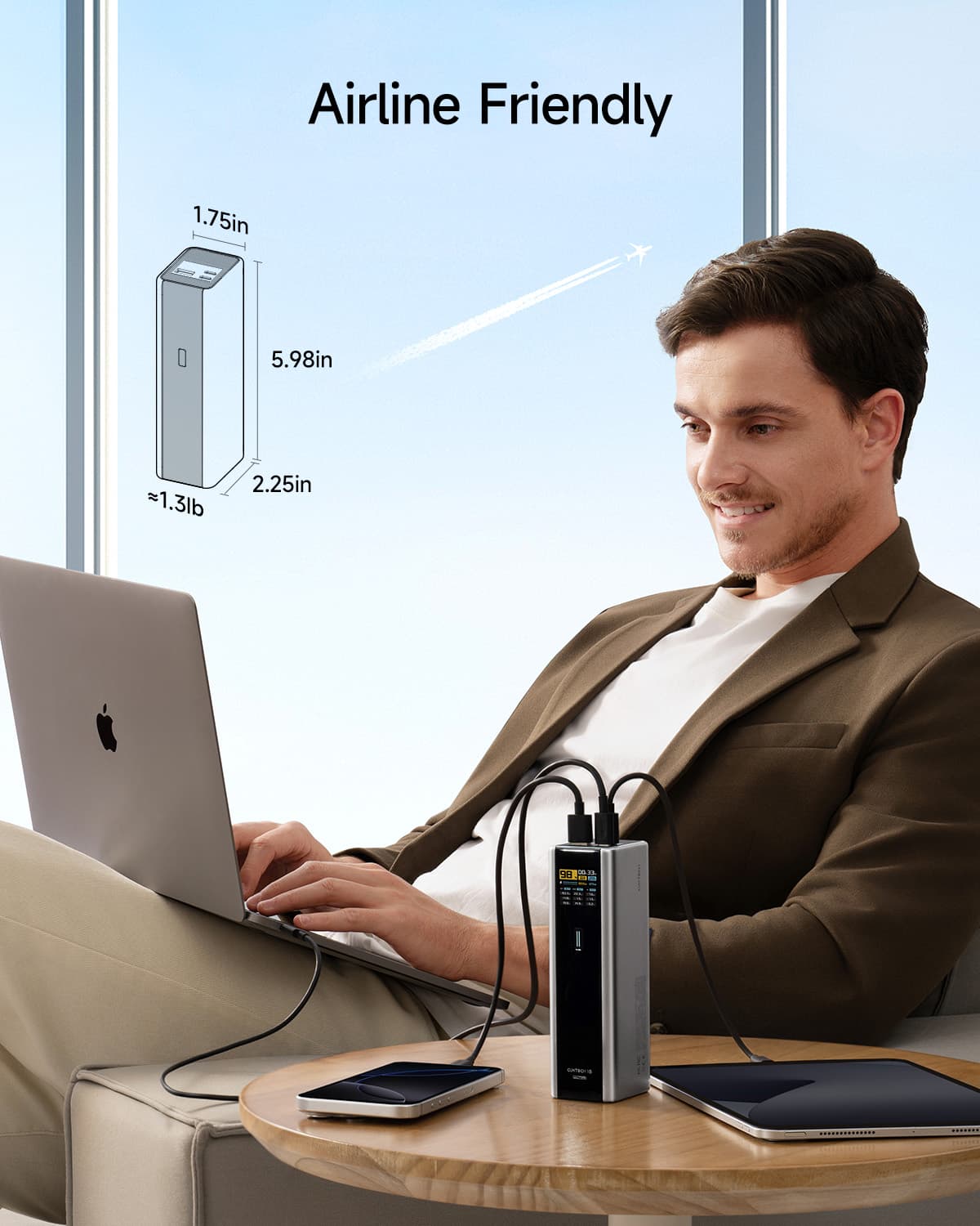 POWER BANK Cuktech P+ Series 2C1A, 20000mAh, PD 3.1, 210W, 1 x USB; 2 x USB Type-C, digital display pt. status baterie, gri "CKPB200UGLGR" — miniatură