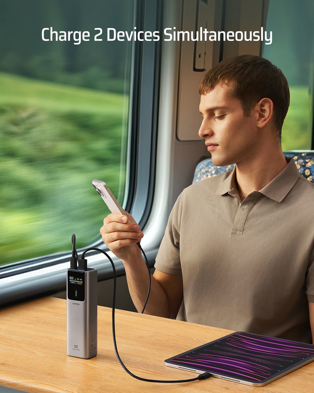 POWER BANK Cuktech P+ Series 1C1A, 10000mAh, 150W, 1 x USB; 1 x USB Type-C, digital display pt. status baterie, gri "CKPB100PGLBK" — miniatură