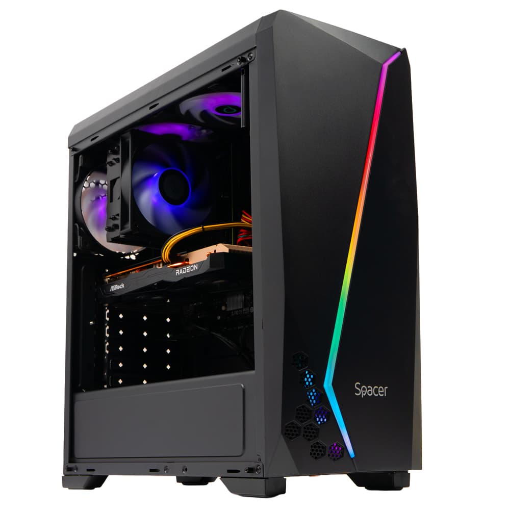 Sistem Spacer Revenger, Ryzen 5 3600, 16GB DDR4, RX6600, 1TB, No Os, "SPACER-Revenger-01" — miniatură