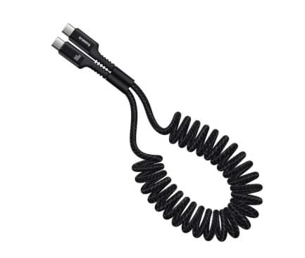 CABLU alimentare si date Baseus Fish-eye, Fast Charging Data Cable pt. smartphone, USB Type-C la USB Type-C 100W, spiralat, 1m, negru "P10320203111-00" - 6932172658007 — miniatură
