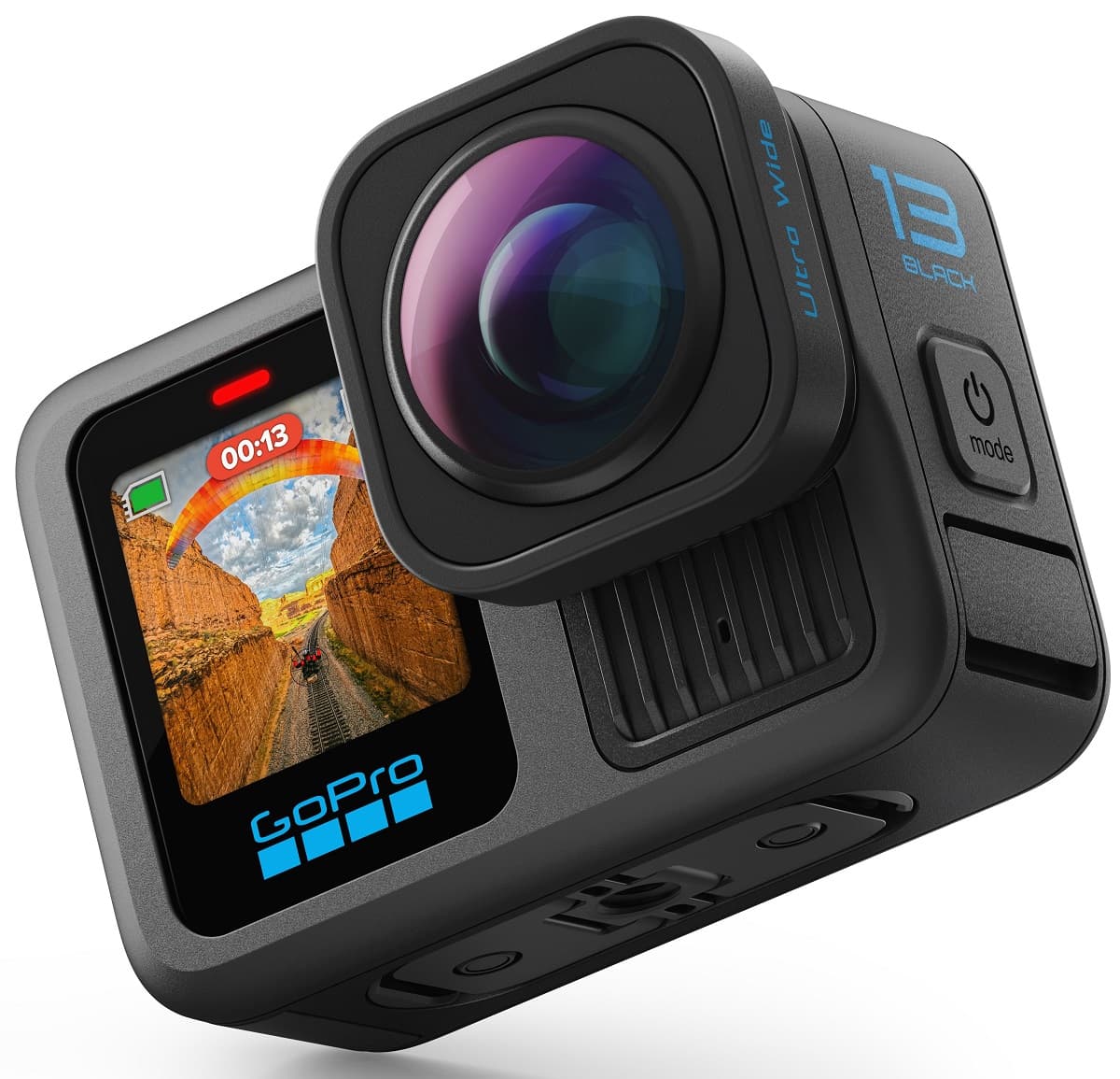Bundle Camera de actiune H13B Ultra Wide EditionBaterie Enduro, adeziv curbat, lentila wide "CHDRB-133-RW" — miniatură