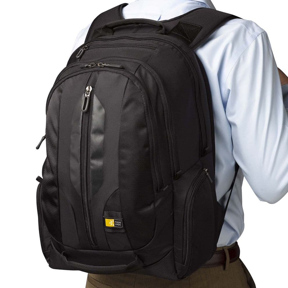 RUCSAC CASE LOGIC, pt. notebook de max. 17.3 inch, 2 compartimente, buzunar frontal x 3 | buzunar lateral x 2 | buzunar dorsal, waterproof, nylon, negru, "RBP-217 BLACK" 3205285