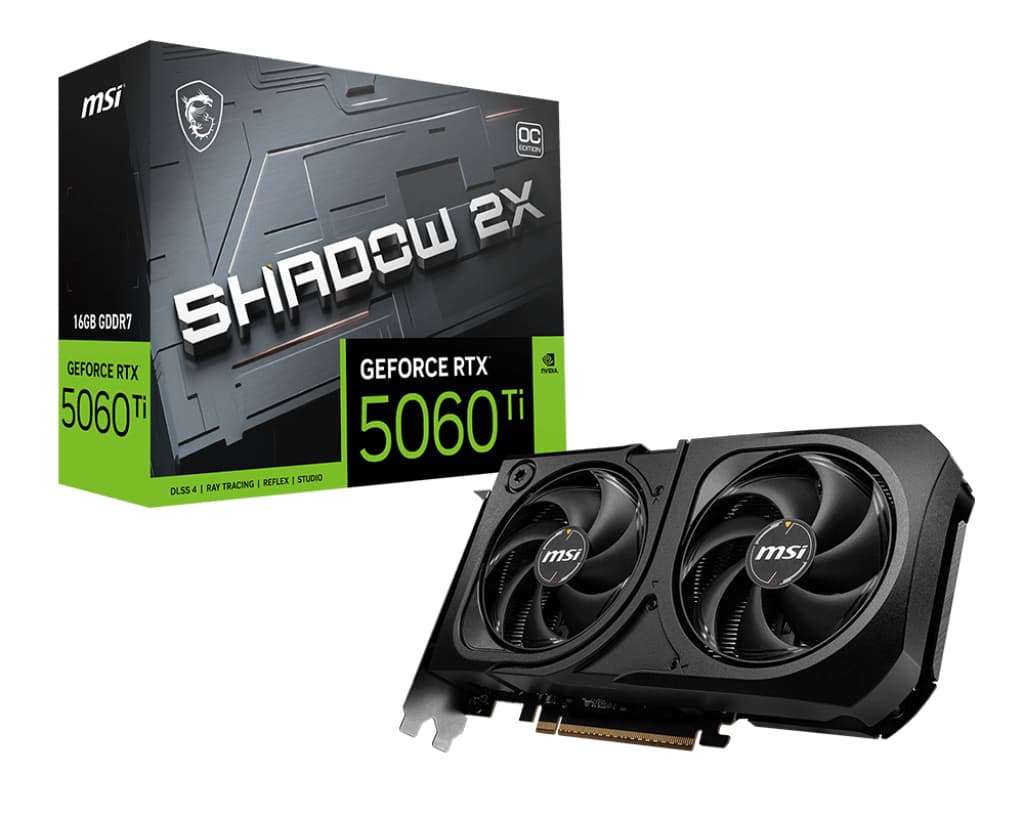 MSI GeForce RTX 5060 Ti 16G SHADOW 2X OC PLUS VGA "RTX 5060 TI 16G SHADOW 2X OC PLUS" — miniatură