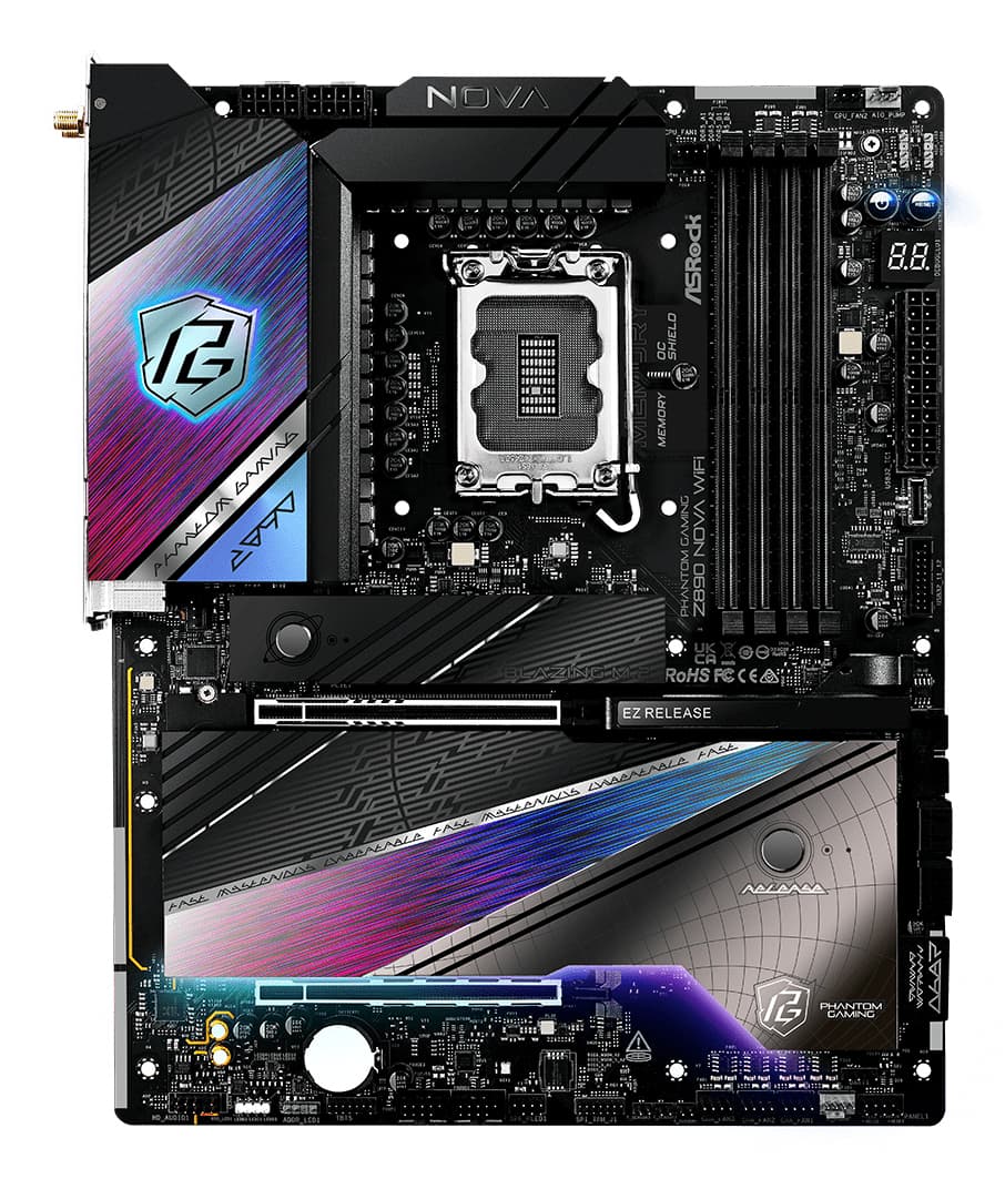 Placa de baza ASRock Z890 Nova WiFi Mainboard, Sockel LGA 1851, Intel Z890, ATX, DDR5 "90-MXBPS0-A0UAYZ" — miniatură