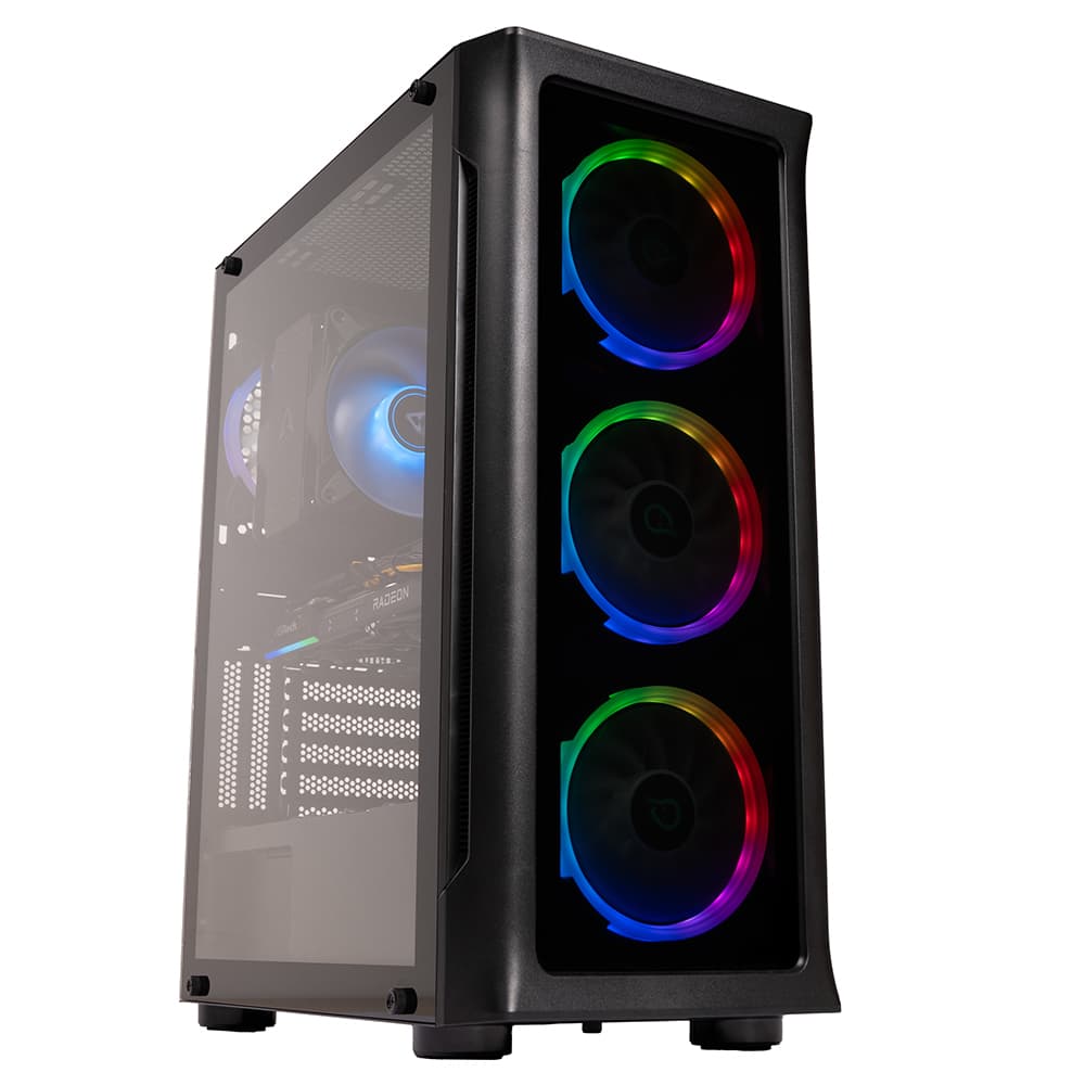Sistem Desktop PC Gaming Spacer Conqueror, Ryzen 5 9600X, 32 GB DDR5, 2 TB SSD, Radeon RX 9060 XT Challenger 8GB OC, No OS, negru, "SPACER-Conqueror-10VN" - 5949046616149