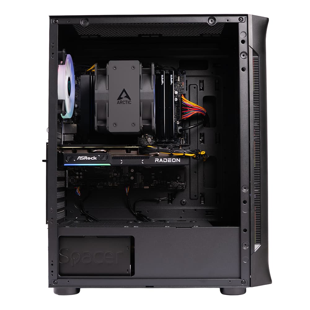 Sistem Desktop PC Gaming Spacer Conqueror, Ryzen 5 9600X, 32 GB DDR5, 2 TB SSD, Radeon RX 9060 XT Challenger 8GB OC, No OS, negru, "SPACER-Conqueror-10VN" - 5949046616149 — miniatură