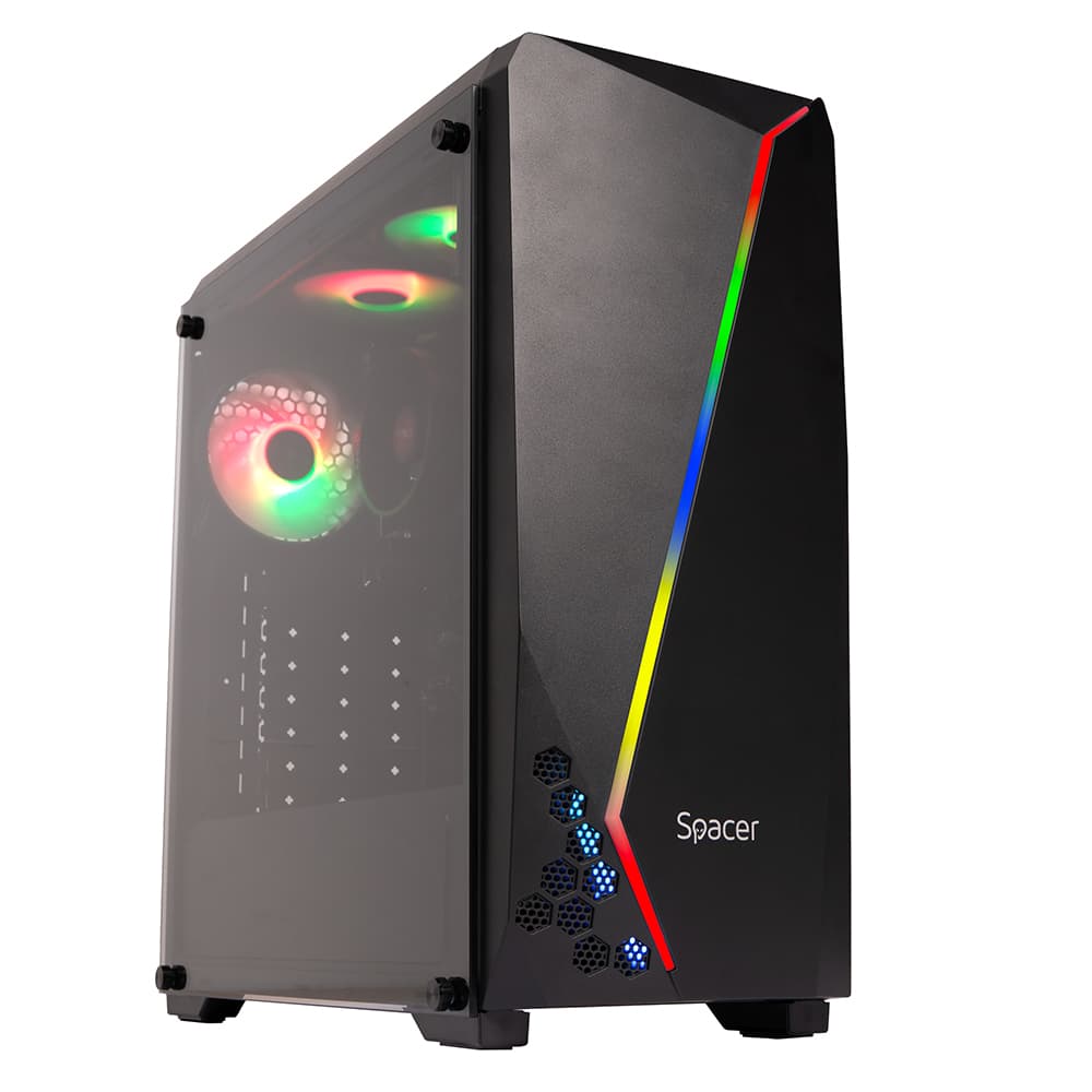 Sistem Desktop PC Spacer Disruptor, Ryzen 5 3400G, 16GB DDR4, 1TB SSD, video on board, no OS, negru, "SPACER-Disruptor-12VN" - 5949046616156