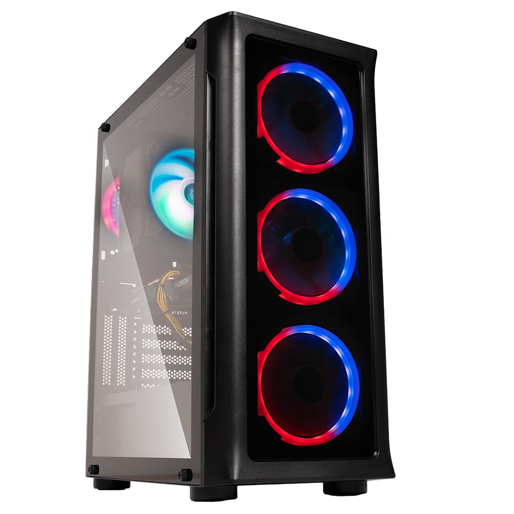Sistem Desktop PC Gaming Spacer Overlord, Ryzen 5 5600, 32 GB DDR4, 1TB SSD, RX 7600 Challenger 8GB OC, no OS, negru, "SPACER-Overlord-09VN" - 5949046616132