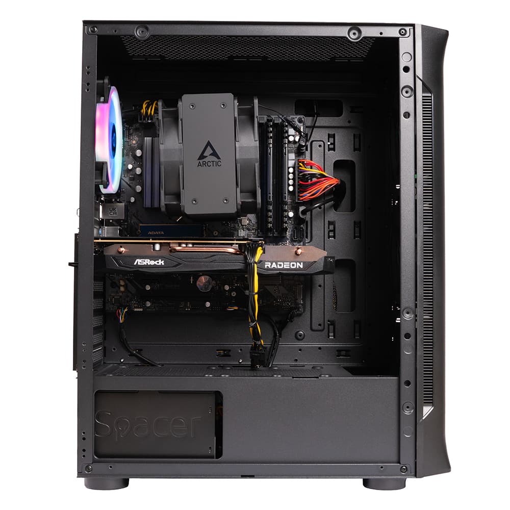 Sistem Desktop PC Gaming Spacer Overlord, Ryzen 5 5600, 32 GB DDR4, 1TB SSD, RX 7600 Challenger 8GB OC, no OS, negru, "SPACER-Overlord-09VN" - 5949046616132 — miniatură