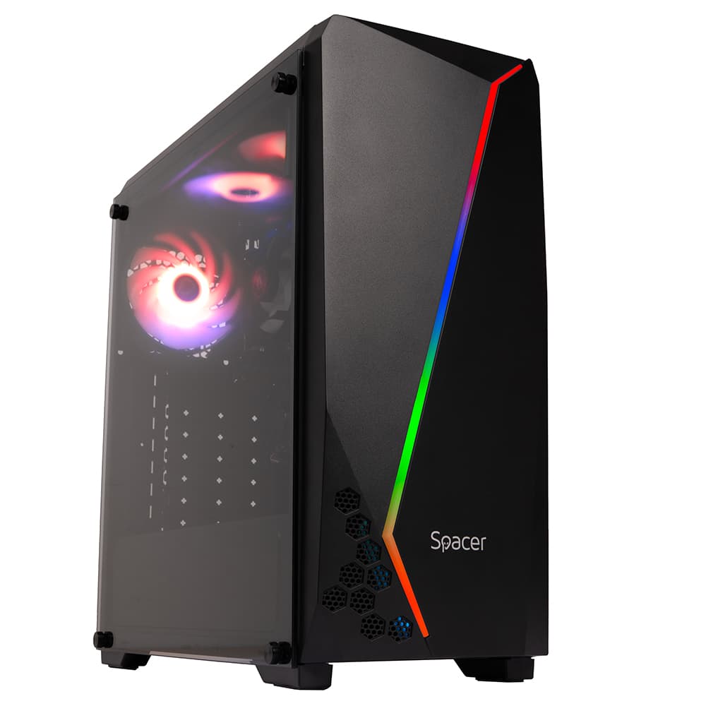 Sistem Desktop PC Spacer Terminator, Ryzen 3 3200G, 8GB DDR4, 512 GB SSD, video on board, no OS, negru, "SPACER-Terminator-11VN" - 5949046616163