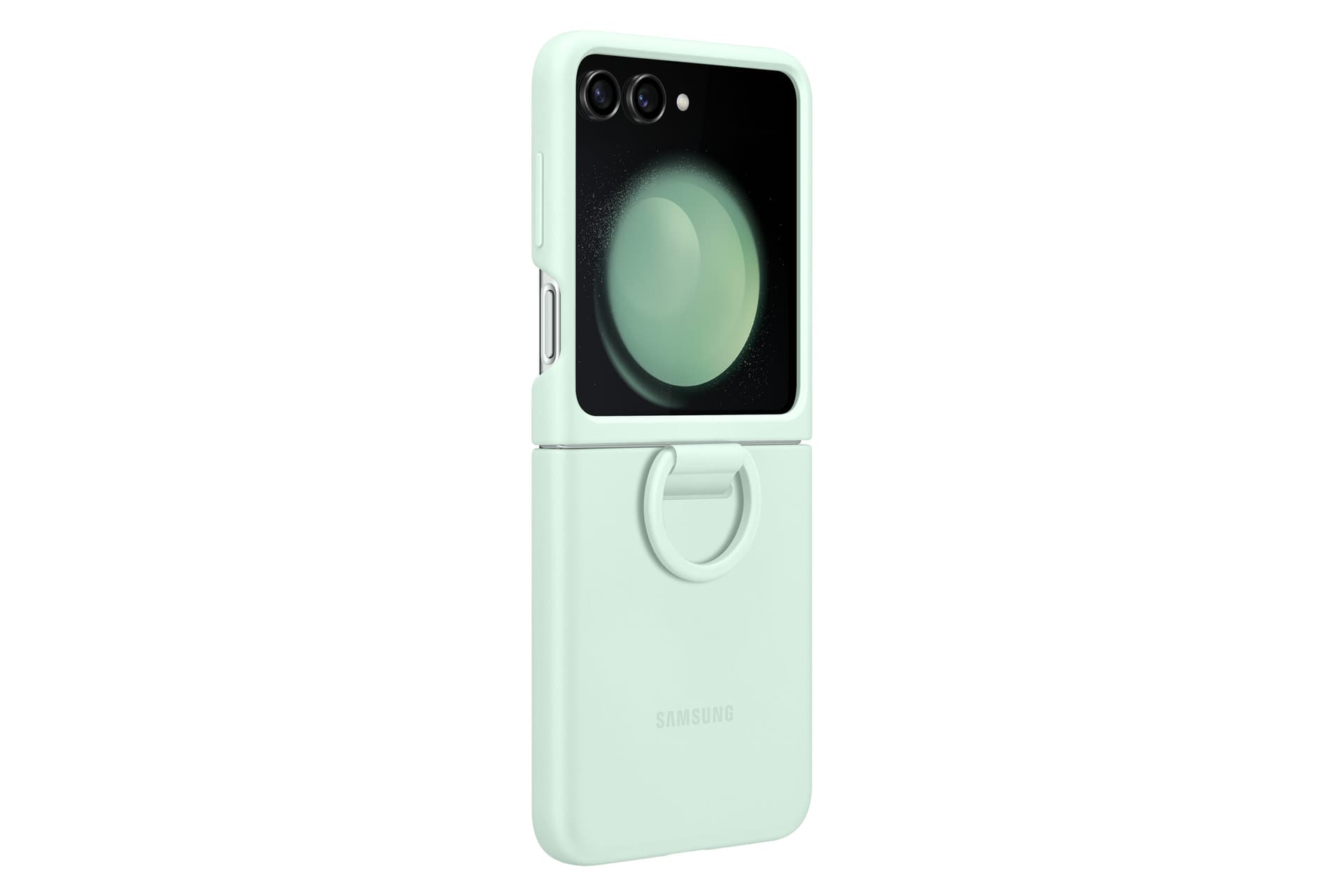 Husa Silicone Case with Ring pentru Galaxy Flip5, Ocean Green "EF-PF731TMEGWW" — miniatură