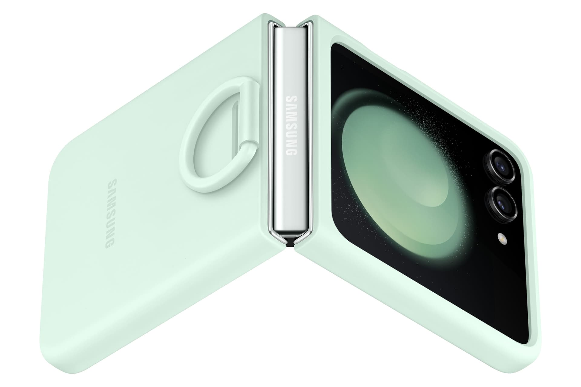 Husa Silicone Case with Ring pentru Galaxy Flip5, Ocean Green "EF-PF731TMEGWW" — miniatură