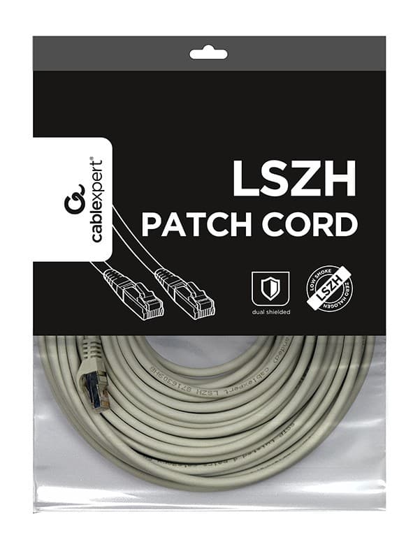 PATCH CORD S/FTP GEMBIRD Cat6a, LSZH, cupru, 30 m, gri, AWG27, dublu ecranat "PP6A-LSZHCU-30M" — miniatură