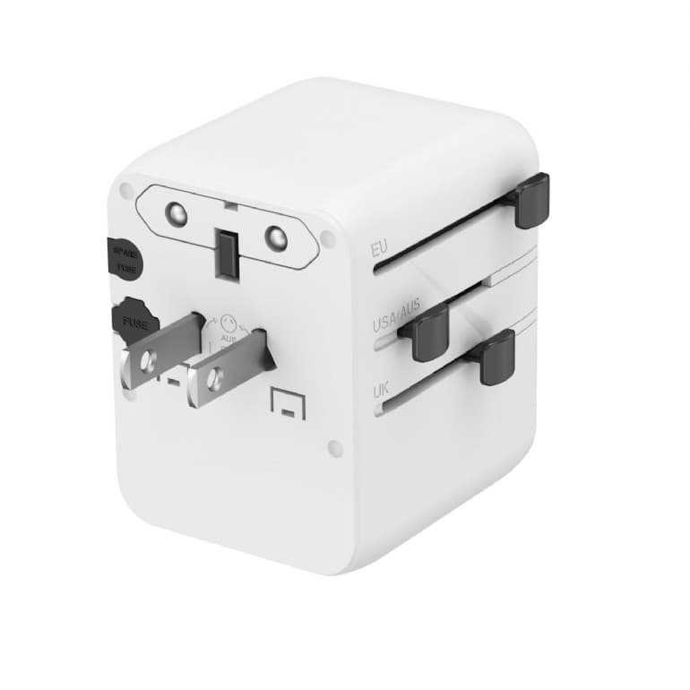 ADAPTOR GEMBIRD, universal, conectori: US/UK/EU/AU, 2x USB Type-C PD 20W, 1x USB-A QC 18W, siguranta 10A, max. 2500W, alb, "TPA-1A2C20-01-W" — miniatură