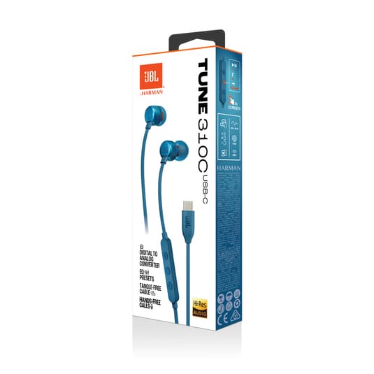 Casti Tune 310C Pure Bass In-Ear Headphones, (Type-C), Blue "JBL-T310C-BLU" — miniatură