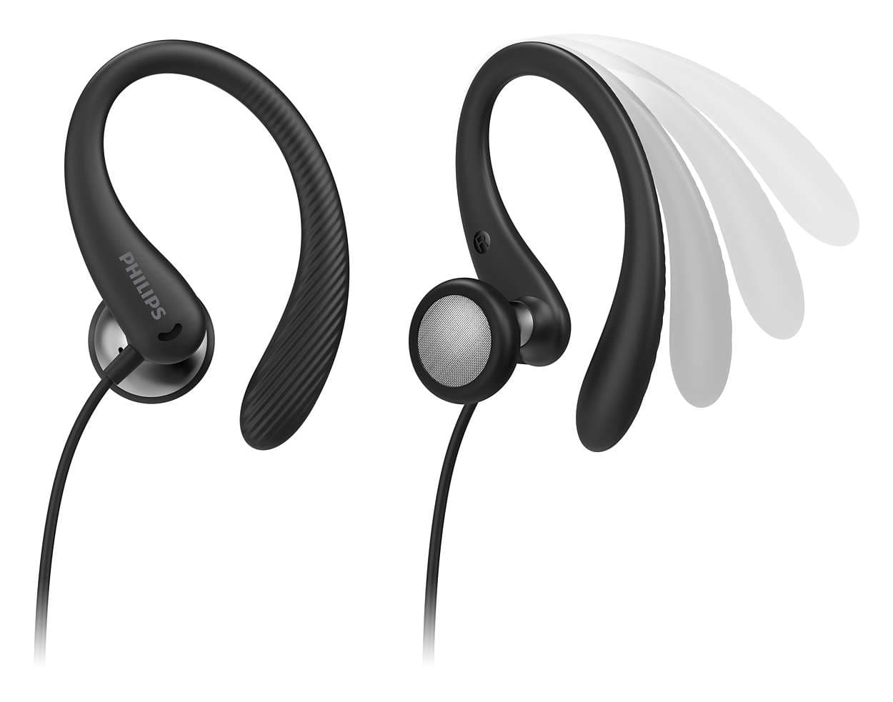 Philips TAA1105BK/00 headphones/headset Wired Ear-hook, In-ear Sports Black "TAA1105BK/00" — miniatură