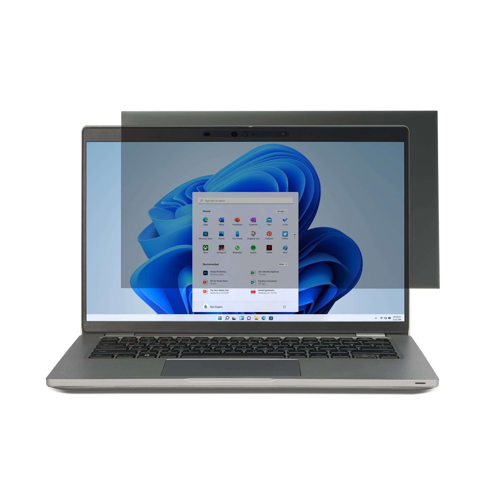 FILTRU confidentialitate Kensington, pentru laptop, 13.3", 16:10, 2 fete(lucios si mat), prindere duala,limiteaza campul vizual la 30gr, reduce lumina cu pana la 22%, 294x1x169mm, 0.21Kg, "626459" — miniatură
