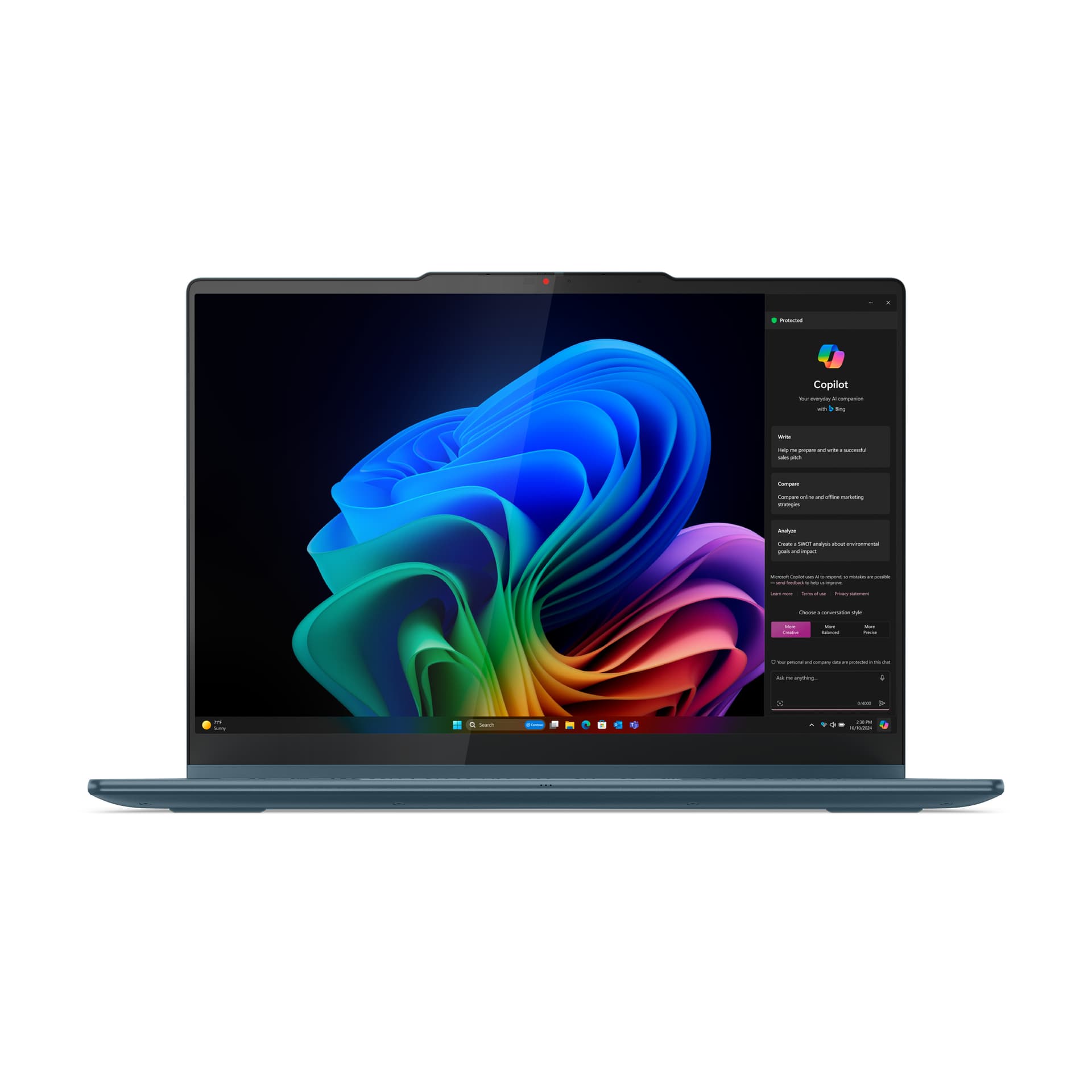 14 Yoga 7 2-in-1 14AKP10, WUXGA OLED Touch, Procesor AMD RyzenTM AI 5 340 (16M Cache, up to 4.8 GHz), 24GB LPDDR5X, 1TB SSD, AMD Radeon 840M, Win 11 Home, Tidal Teal, 3Yr Onsite Premium Care "83JR002ERM" — miniatură