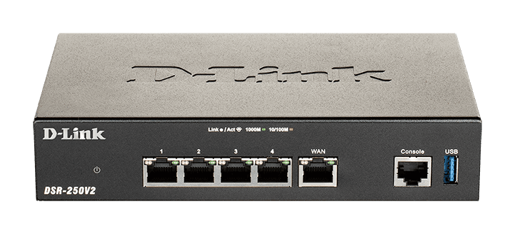 ROUTER D-Link VPN wired Gigabit, 1× Gigabit RJ45 WAN, 1× Gigabit RJ45 WAN/LAN, 1× Gigabit RJ45 LAN, 1 x USB 3.0, 3-in-1 Gigabit VPN Router "DSR-250V2"