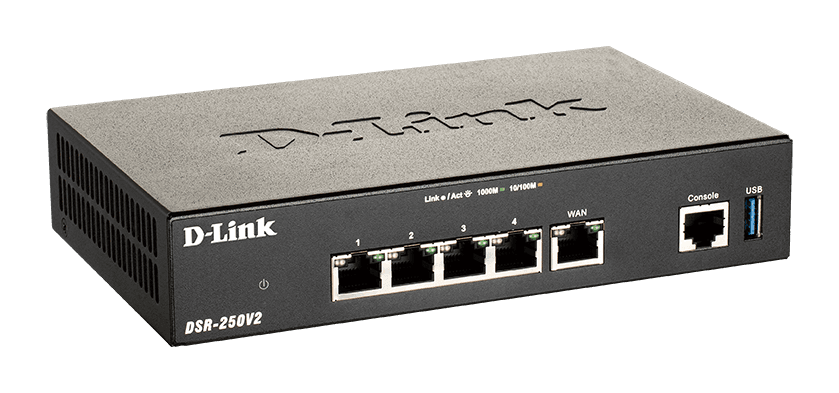 ROUTER D-Link VPN wired Gigabit, 1× Gigabit RJ45 WAN, 1× Gigabit RJ45 WAN/LAN, 1× Gigabit RJ45 LAN, 1 x USB 3.0, 3-in-1 Gigabit VPN Router "DSR-250V2" — miniatură