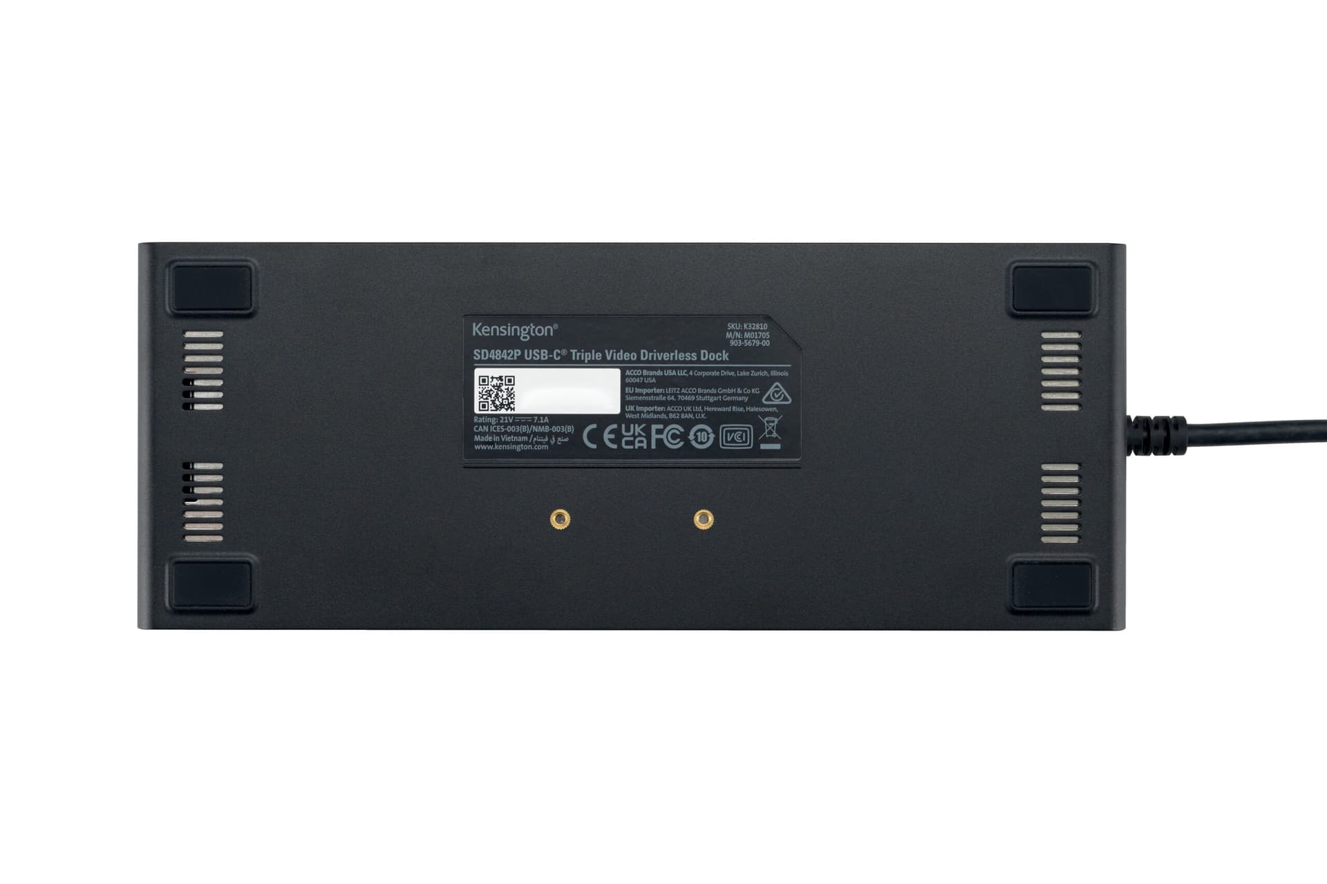 DOCKING Station KENSINGTON universal, conectare PC USB Type C, USB Type C x 2, USB-A 3.2 x 3, porturi video HDMI v2.1 x2, DP x1, RJ-45, negru, "SD4842P", "K32810EU" — miniatură