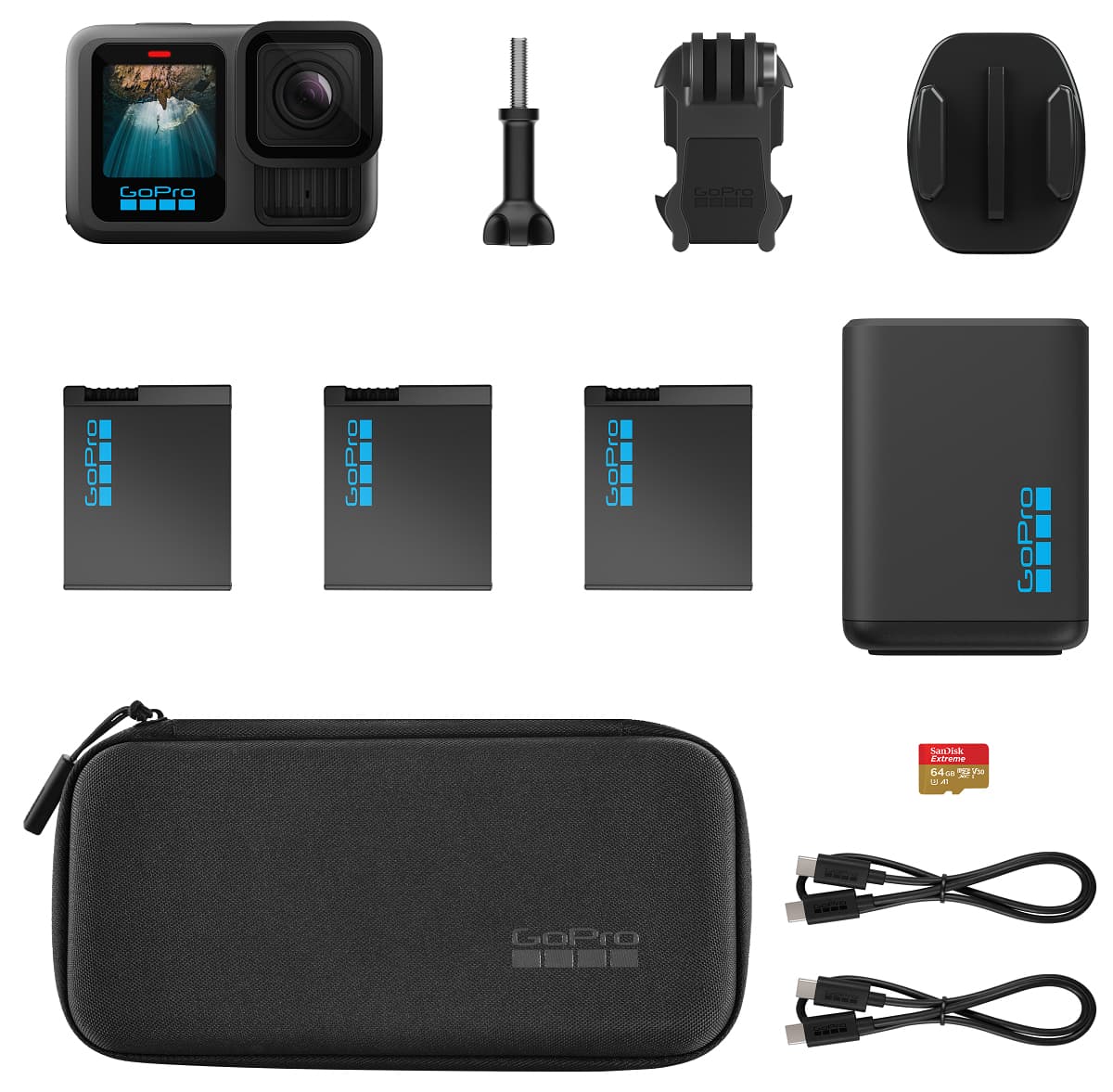 Bundle Camera de actiune H13B Extended Power, 64Gb3x bat Enduro, dual bat "CHDRB-134-RW" — miniatură