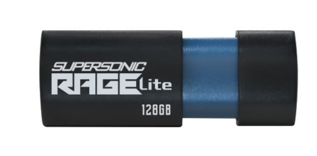 MEMORIE USB 3.2 PATRIOT Supersonic Rage Lite, 128 GB, protectie slide, negru, "PEF128GRLB32U"