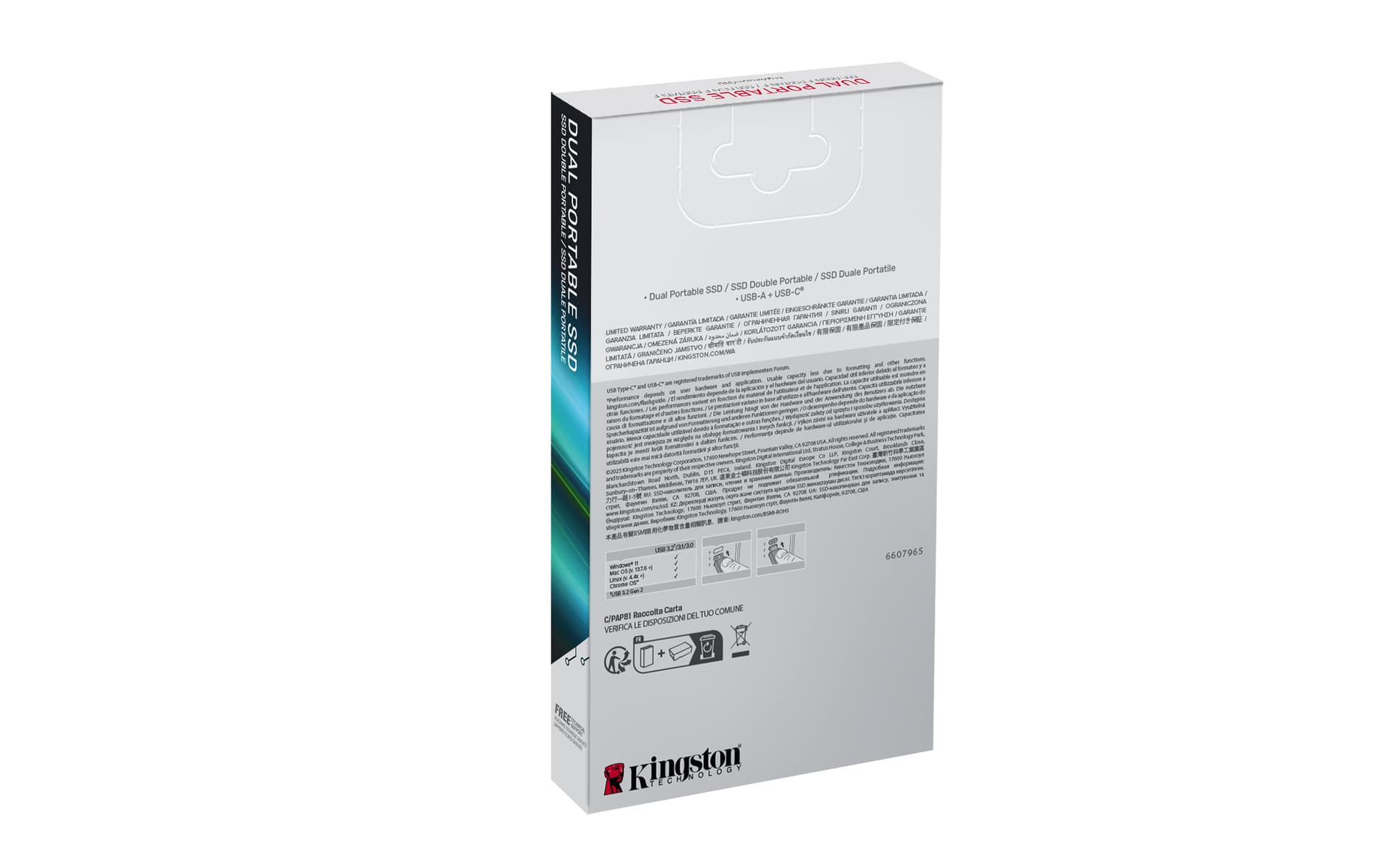 Kingston 2TB Dual USB-A/C Portable SSD, Up to 1050MB/s USB 3.2 Gen 2 "SPSD/2TB" — miniatură
