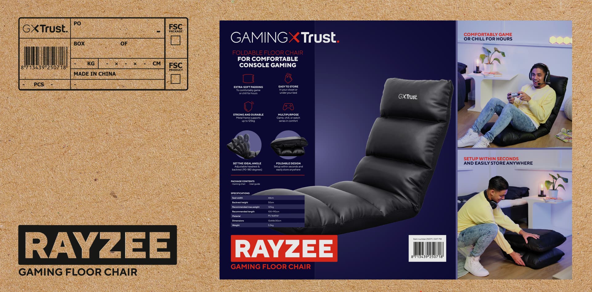 Scaun gaming pliabil Trust GXT718 Rayzee "TR-25071" — miniatură