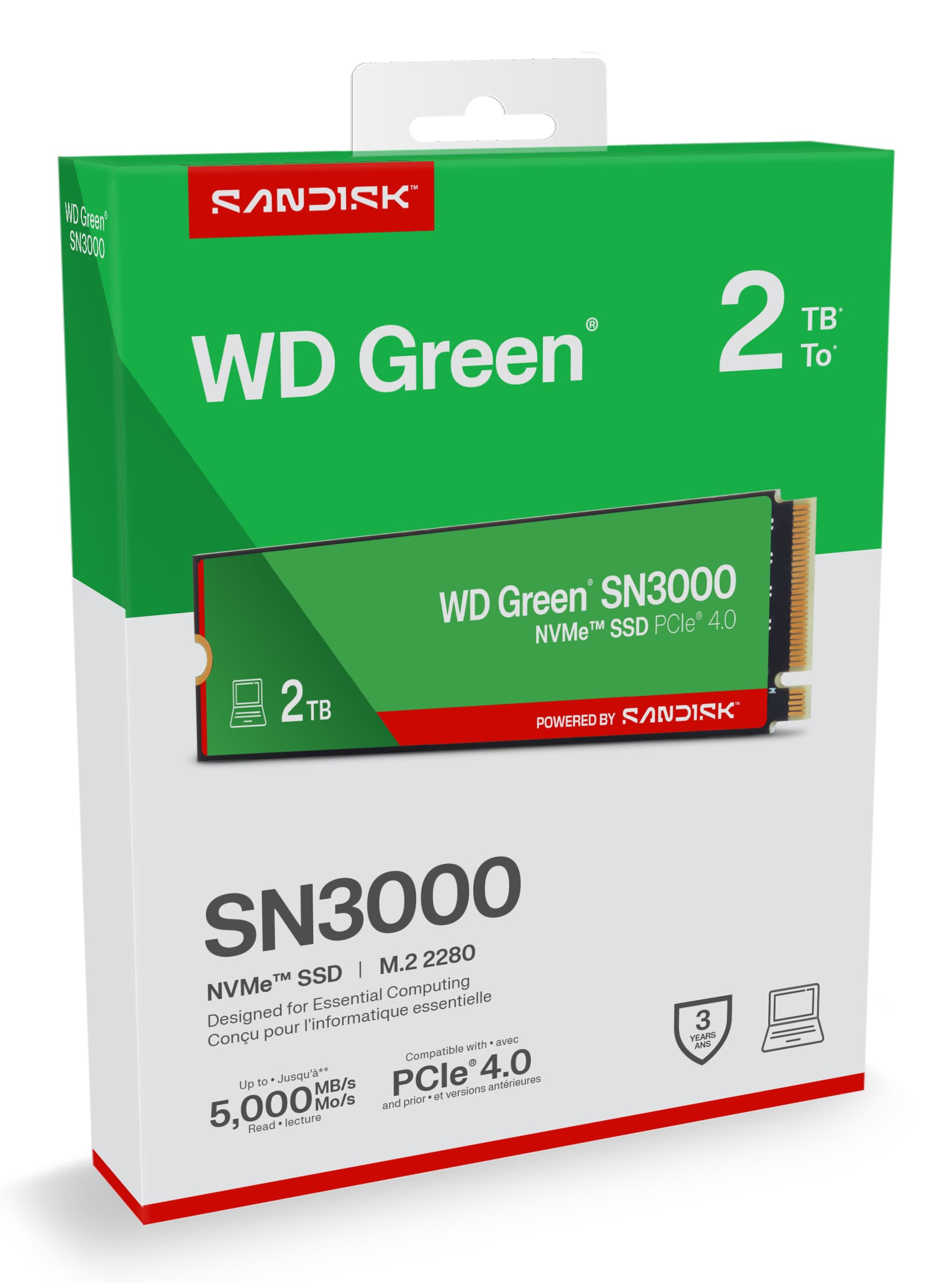 SSD PCIE G4 M.2 NVME 2TB/GREEN SN3000 WDS200T4G0E WDC "WDS200T4G0E" — miniatură