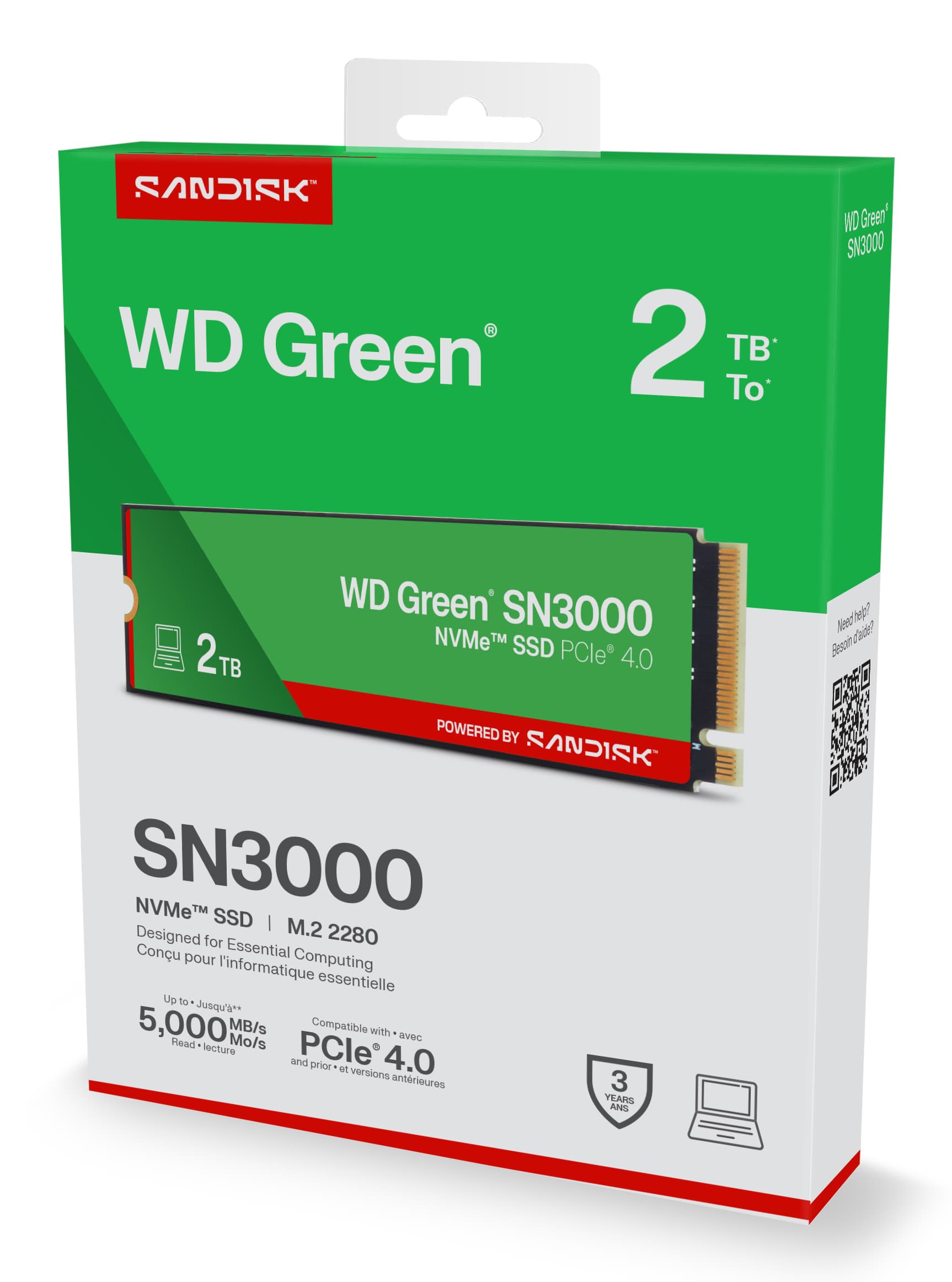 SSD PCIE G4 M.2 NVME 2TB/GREEN SN3000 WDS200T4G0E WDC "WDS200T4G0E" — miniatură