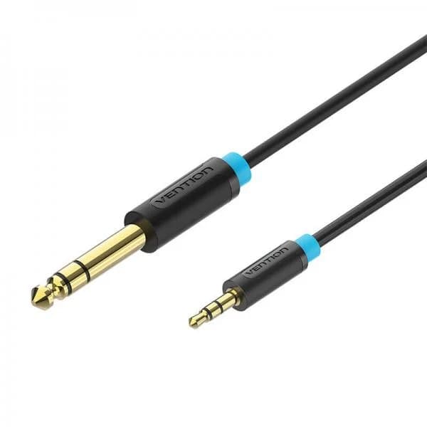 Adaptor audio Vention, de la Jack 3.5mm (T) la Jack 6.35mm (T), 2m, AWG 26, PVC, negru, "BABBH"