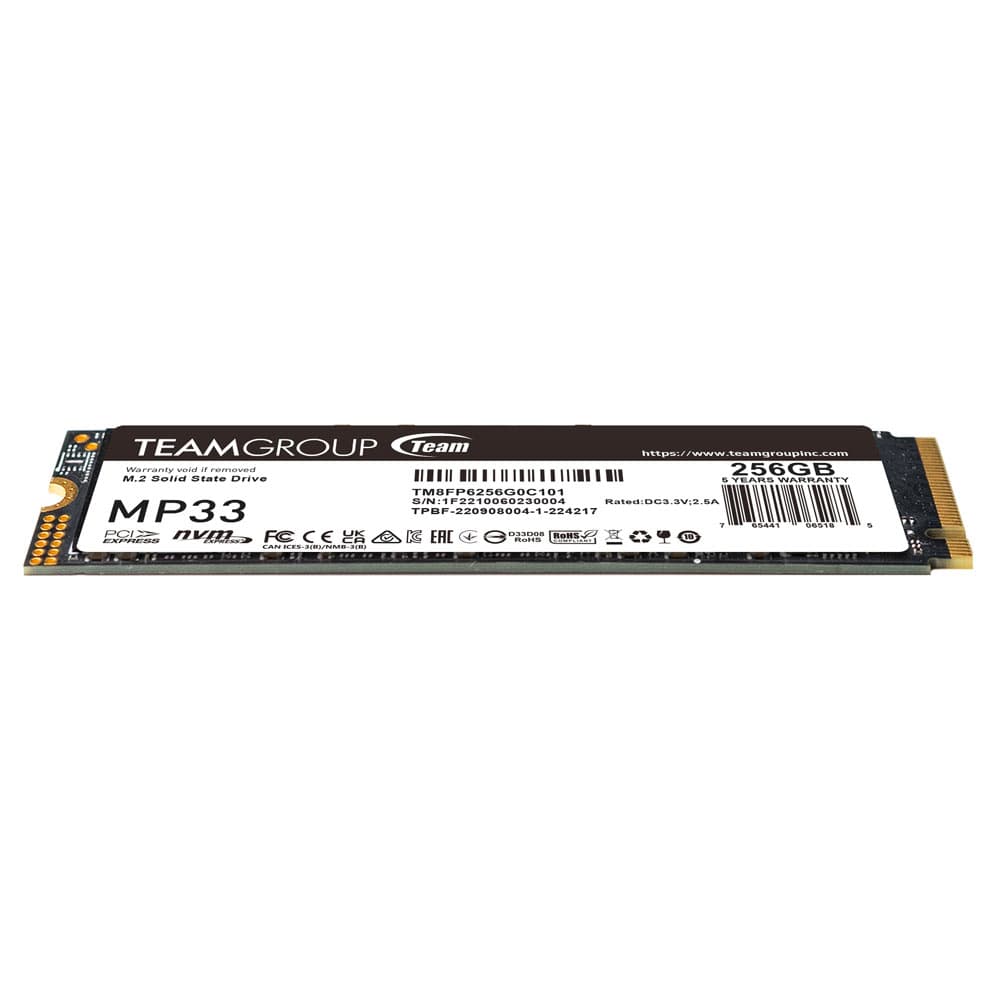 SSD TEAMGROUP MP33, 256GB, PCIe Gen3x4 M.2 2280, 3D TLC NAND NVMe, R/W: 1600/1000 MB/s, "TM8FP6256G0C101" — miniatură