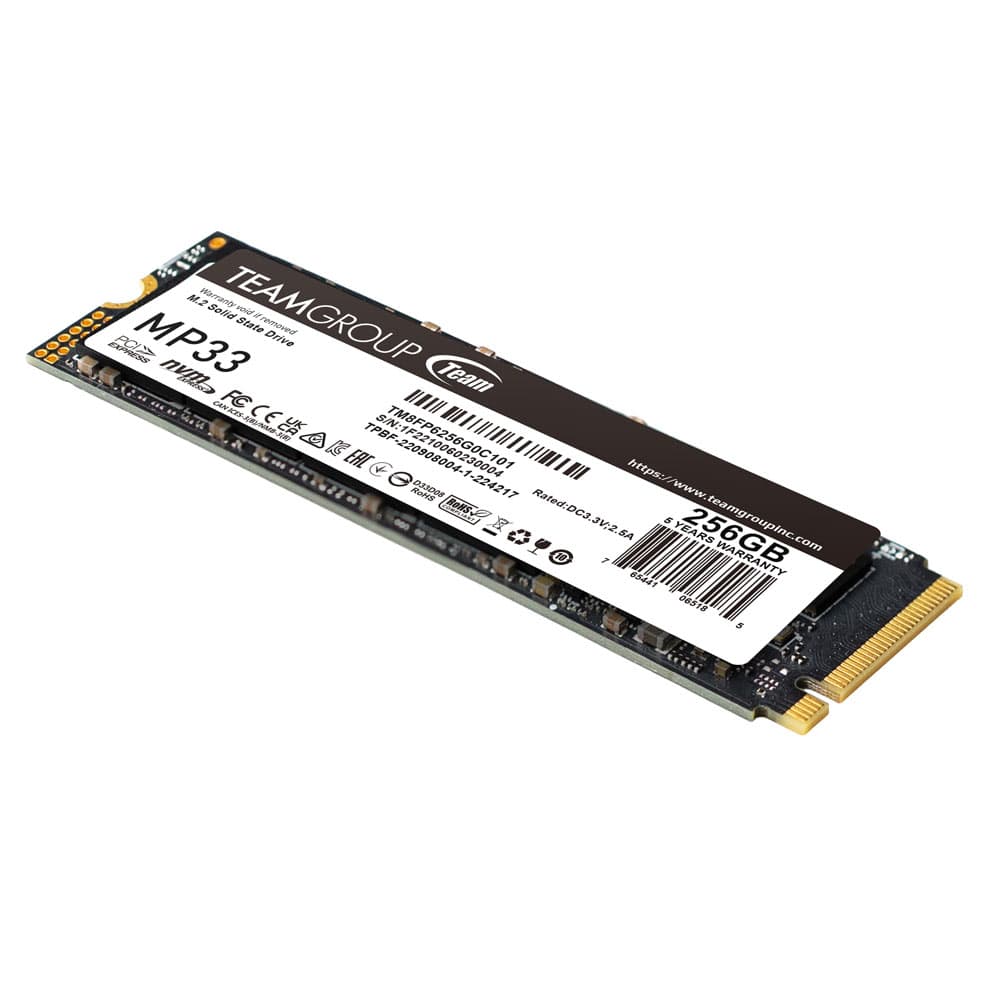 SSD TEAMGROUP MP33, 256GB, PCIe Gen3x4 M.2 2280, 3D TLC NAND NVMe, R/W: 1600/1000 MB/s, "TM8FP6256G0C101" — miniatură