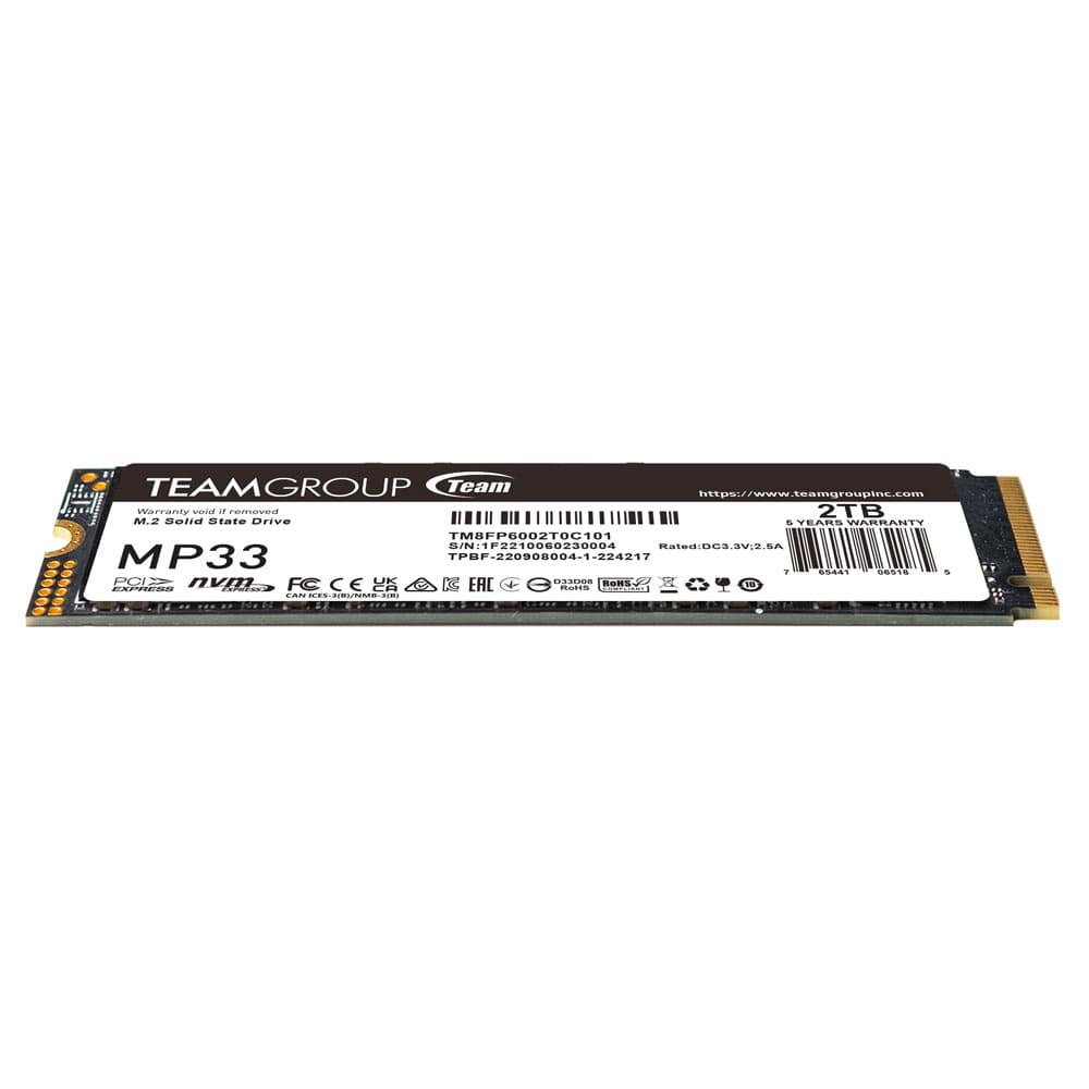 SSD TEAMGROUP MP33, 2TB, PCIe Gen3x4 M.2 2280, 3D TLC NAND NVMe, R/W: 1800/1500 MB/s, "TM8FP6002T0C101" — miniatură