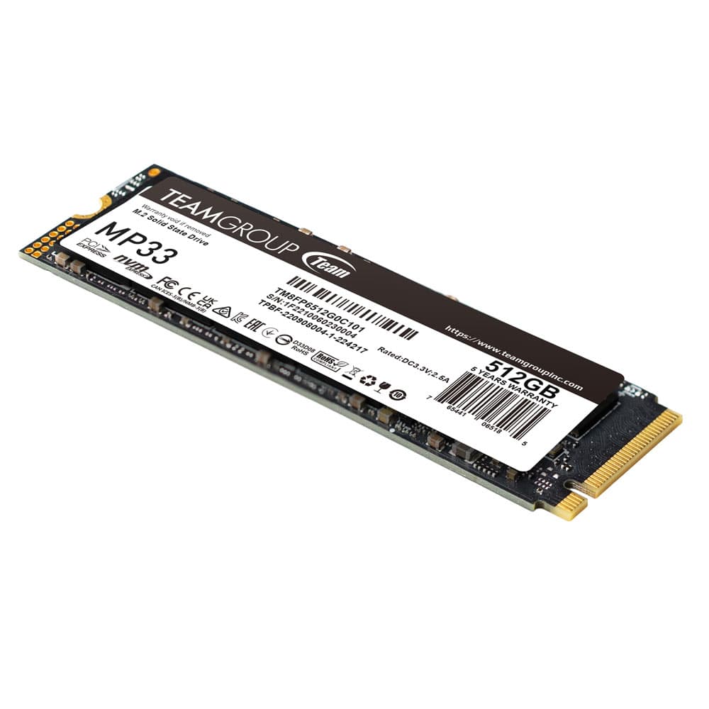 SSD TEAMGROUP MP33, 512GB, PCIe Gen3x4 M.2 2280, 3D TLC NAND NVMe, R/W: 1700/1400 MB/s, "TM8FP6512G0C101" — miniatură