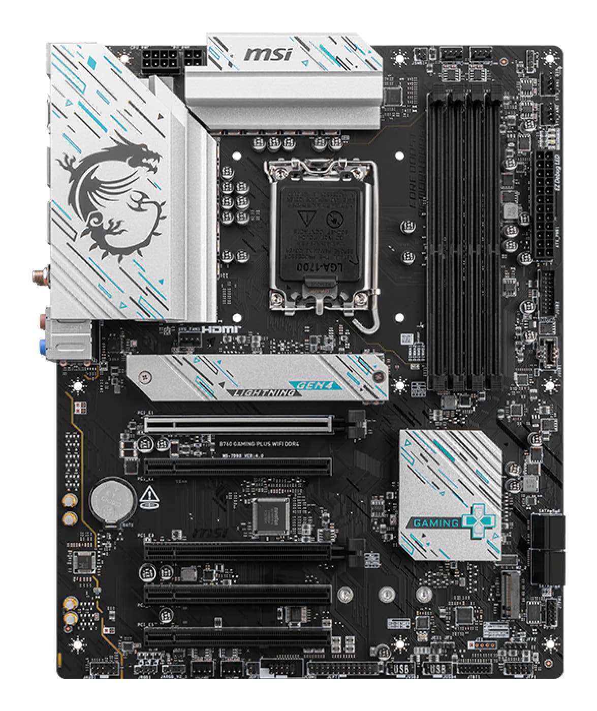 Placa de baza MB MSI Intel 1700 B760 GAMING PLUS WIFI DDR4 "7D98-043R" — miniatură