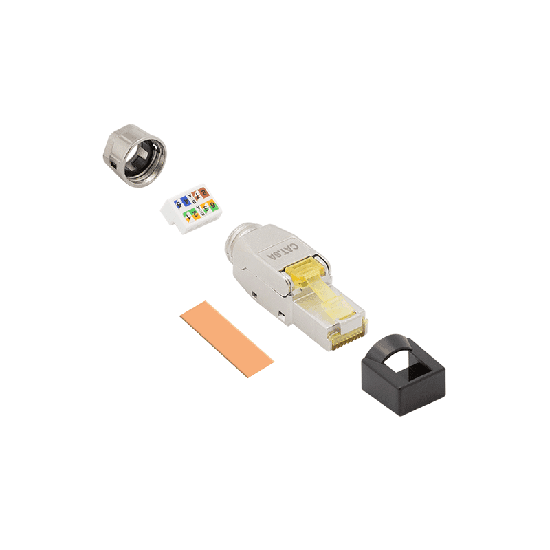 MUFA RJ-45 LOGILINK pt. cablu FTP, SFTP, Cat6a/Cat7/Cat8, RJ-45 (T), ecranat, plastic cu metal, extra scurta, 1 buc, "MP0085" — miniatură