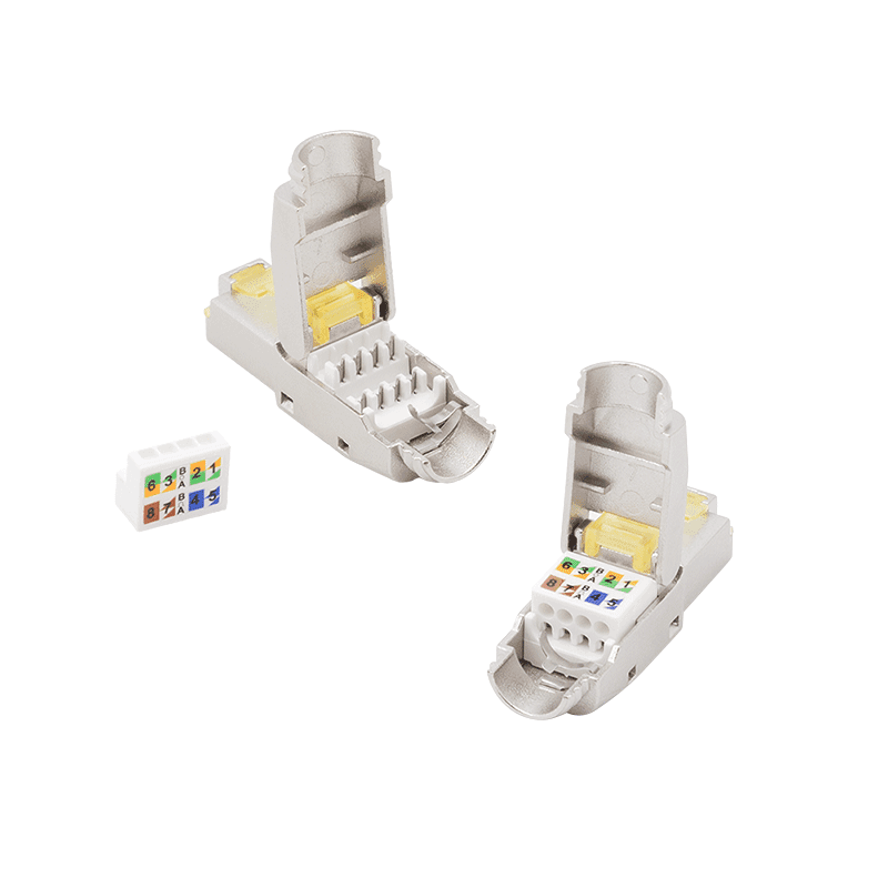 MUFA RJ-45 LOGILINK pt. cablu FTP, SFTP, Cat6a/Cat7/Cat8, RJ-45 (T), ecranat, plastic cu metal, extra scurta, 1 buc, "MP0085" — miniatură
