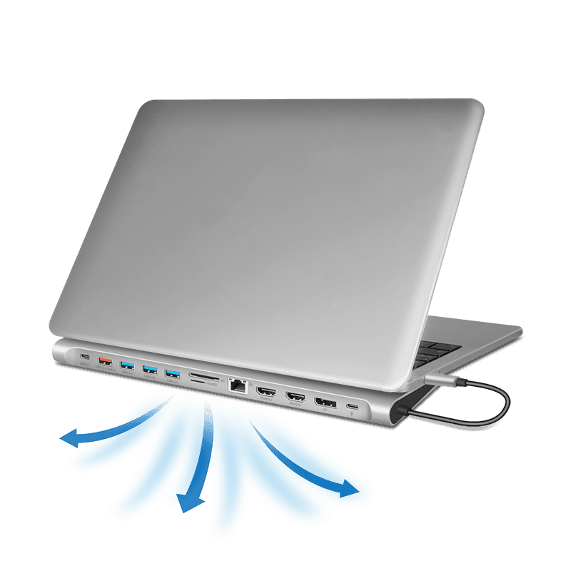 DOCKING Station LOGILINK universal, conectare PC USB TYPE-C 3.2, USB-C PD x 1, USB-C x 1, USB-A 3.0 x 3, porturi video DP x 1, HDMI x 2, RJ-45, 3.5mm x 1, card reader, PD 3.0 pana la 100W, argintiu, "UA0411" — miniatură