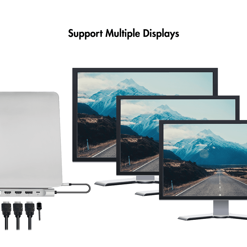 DOCKING Station LOGILINK universal, conectare PC USB TYPE-C 3.2, USB-C PD x 1, USB-C x 1, USB-A 3.0 x 3, porturi video DP x 1, HDMI x 2, RJ-45, 3.5mm x 1, card reader, PD 3.0 pana la 100W, argintiu, "UA0411" — miniatură