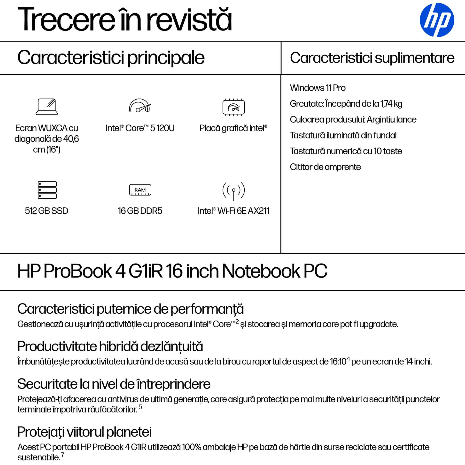 NB PB 4 G1IR C5-120U 16"/16/512GB W11P B9YK4ET HP "B9YK4ET" — miniatură
