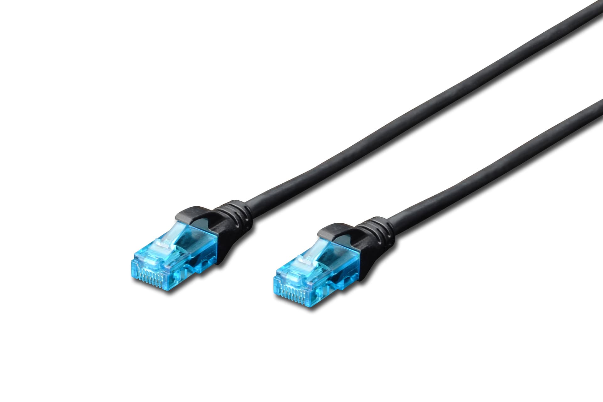 DIGITUS Patchkabel RJ45 U/UTP Cat5e 0.50m schwarz Hebelschu Polybeutel "DK-1512-005/BL"