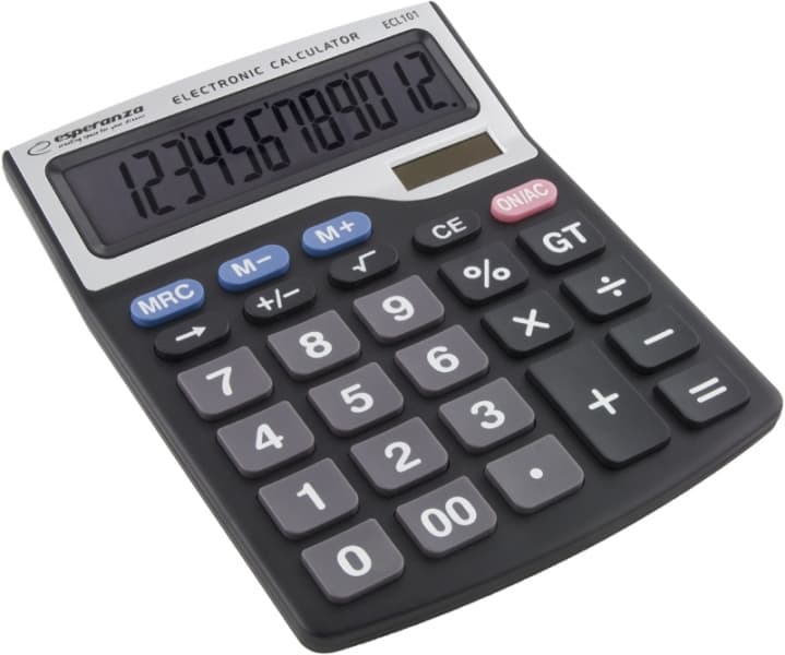 Calculator de birou Esperanza Tales ECL101 solar sau baterie cu 12 Digits Negru "ECL101"